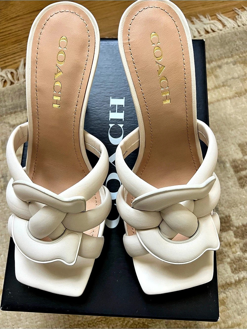 Coach Kellie Leather Sandal Heels in White US 9